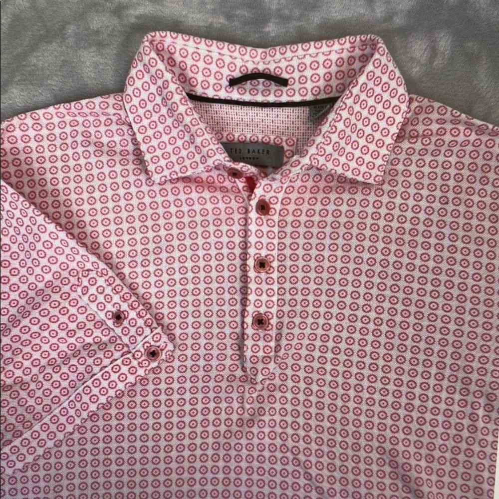 Ted Baker Pink Circular-Print Polo Shirt